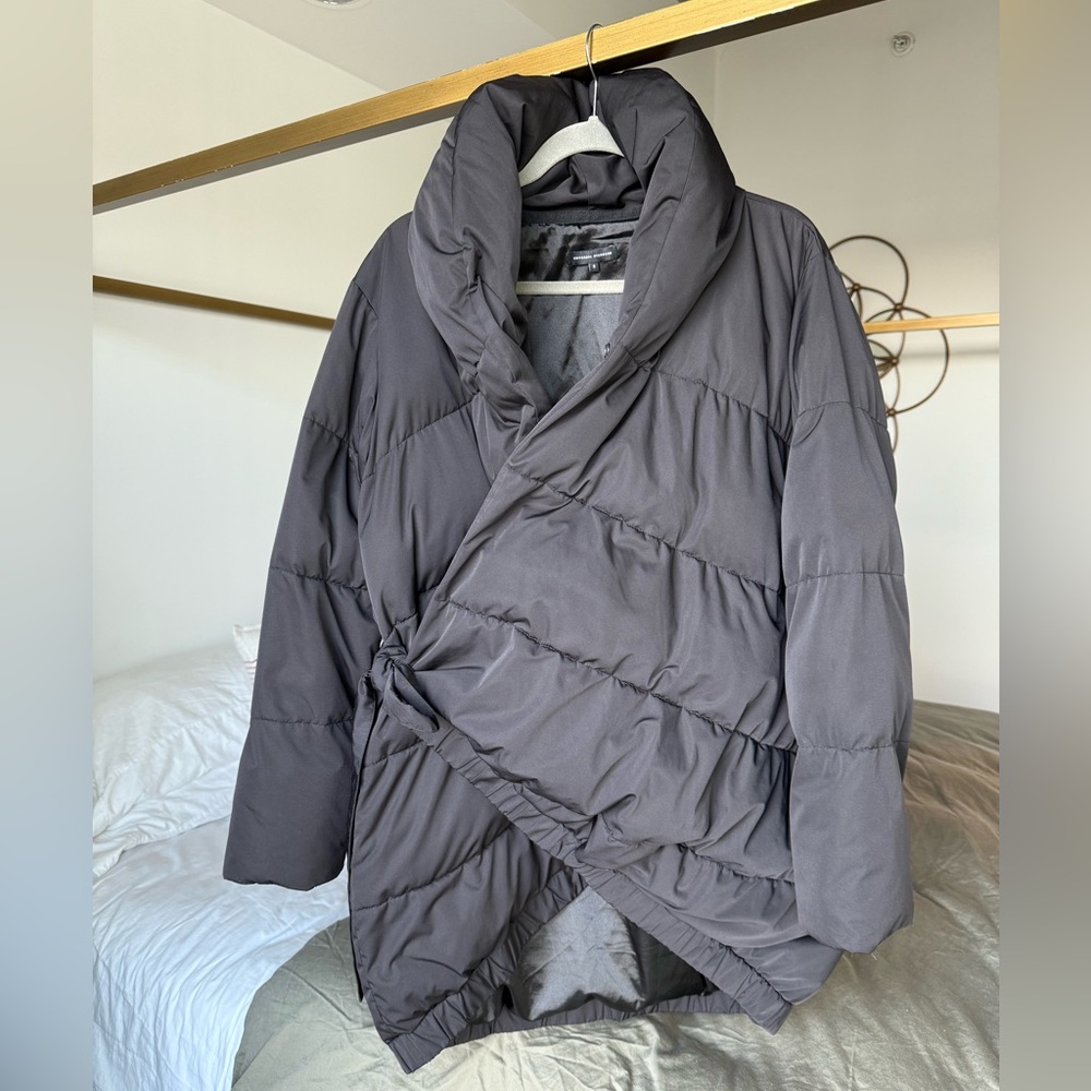 UNIVERSAL STANDARD Wrap Puffer Coat Matte Black Jacket Size S Fits S–M
